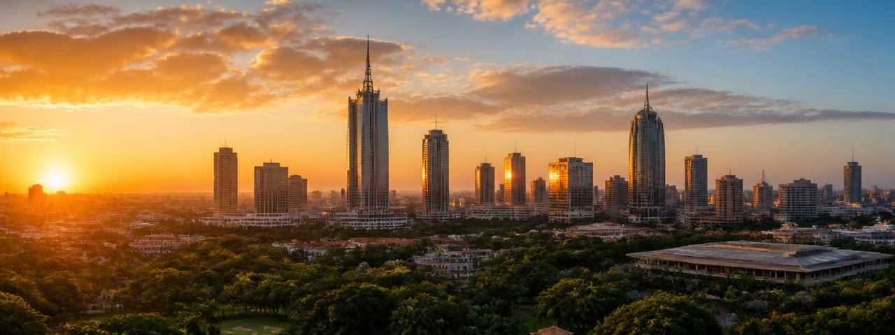 Nairobi skyline at golden hour — leasehold vs freehold property in Kenya